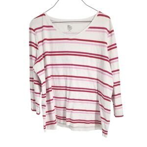 Kim Rogers Pink and White Top Womens Size Extra Large XL